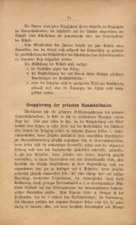 Gruppierung der privaten Handelsschulen