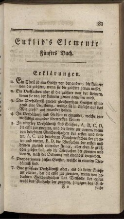 Euklid´s Elemente. Fünftes Buch