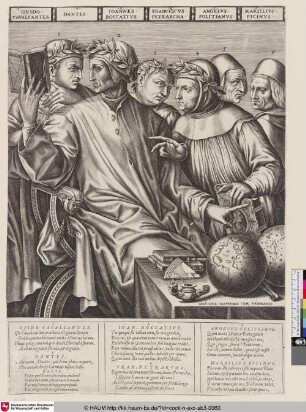 [Bildnisse von sechs italienischen Dichtern mit Text]