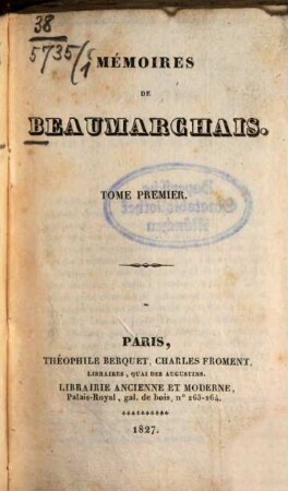 Mémoires de Beaumarchais. 1