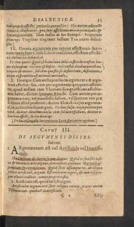 Caput III. De Argumenti Distributione.