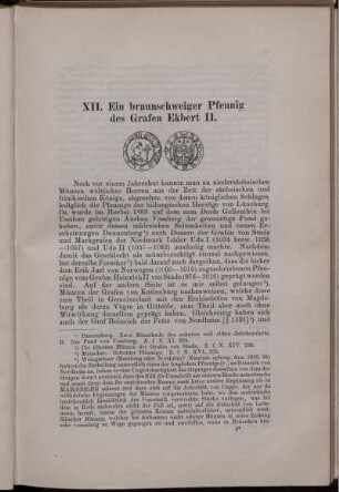 XII. Ein braunschweiger Pfennig des Grafen Ekbert II.