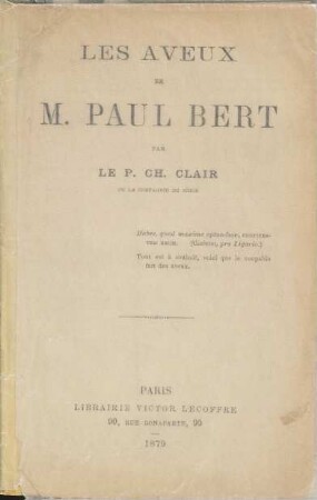 Les aveux de M. Paul Bert