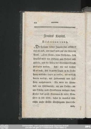 Zweites Kapitel. Rückerinnerung.