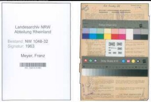 Entnazifizierung Franz Meyer , geb. 10.12.1897 (Angestellter)