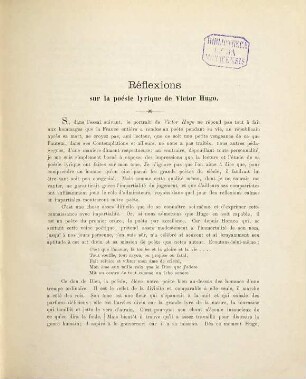 Réflexions sur la poésie lyrique de Victor Hugo