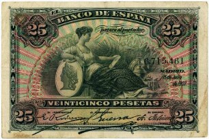 Geldschein, 25 Pesetas, 15.7.1907