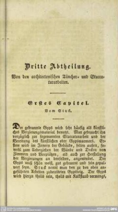 Dritte Abtheilung. Von den architectonischen Tüncher- und Stuccaturarbeiten