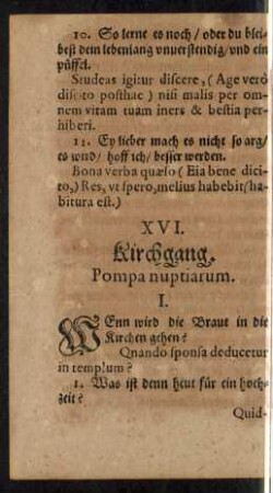 XVI. Kirchgang.