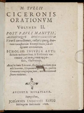 2: M. Tullii Ciceronis Orationum Volumen .... 2