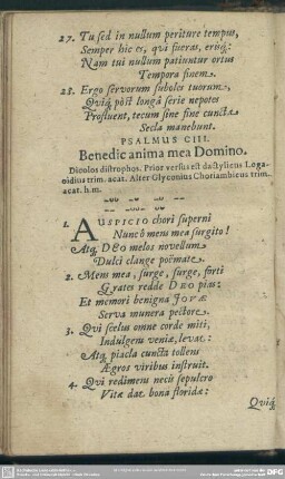 Psalmus CIII. Benedic anima mea Domino