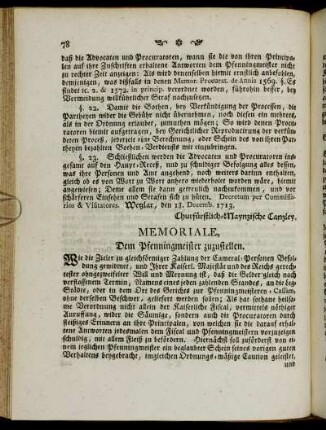 Memoriale, Dem Pfenningmeister zuzustellen.