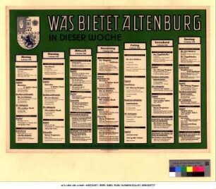 Originaltitel: Was bietet Altenburg in dieser Woche 4. Oktober bis 10. Oktober 1948 Mitgeteilt vom Städtischen Kulturamt Altenburg