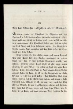 23. Von dem Mäuschen, Vögelchen und der Bratwurst.