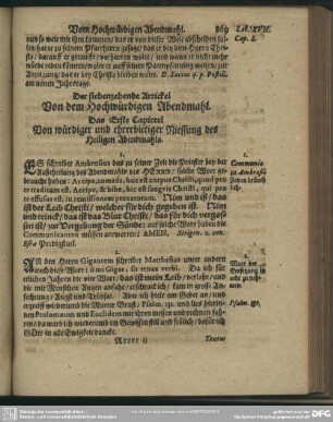 Der siebenzehende Artickel Von dem Hochwürdigen Abendmahl
