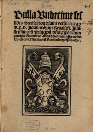 Bulla undecime sessionis Predicatorum divini verbi: lecta per Joannem, Episc. Revaliensem : (Romae, 1516 ; Inc.: Sacro approbante concilio)