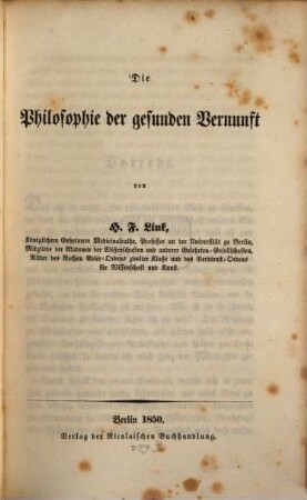 Die Philosophie der gesunden Vernunft