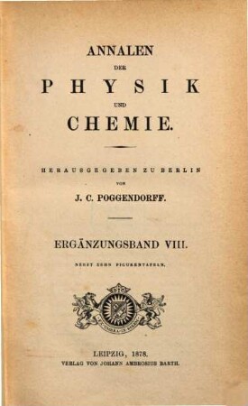 Annalen der Physik. Ergänzungsbände. 8. 1876/78