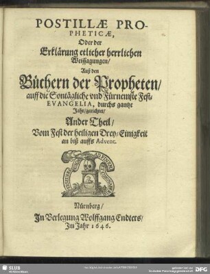 Ander Theil, Vom Fest der heiligen Drey-Einigkeit an biß auffs Advent