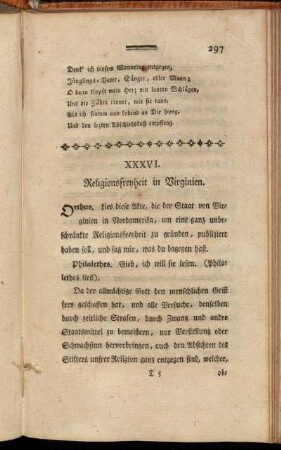 XXXVI. Religionsfreyheit in Virginien.