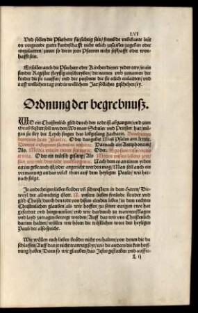 Ordnung der begrebnuß.