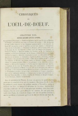 Chroniques de L'Oeil-de-Boeuf.