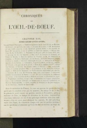 Chroniques de L'Oeil-de-Boeuf.