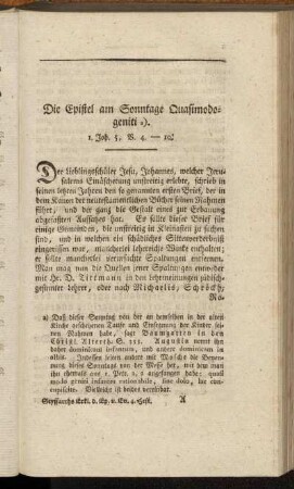 Die Epistel am Sonntage Quasimodogeniti. 1. Joh. 5, V. 4-10