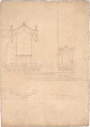 Voit, August von; Lingenfeld; Kath. Kirche St. Martin - Altäre (Grundriss, Ansicht)