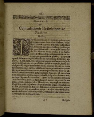 Caput I. De Capitulationis Definitione ac Divisione.