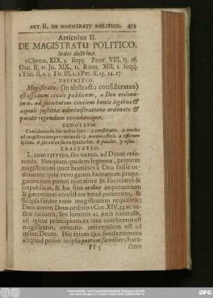 Articulus II. De Magistratu Politico.