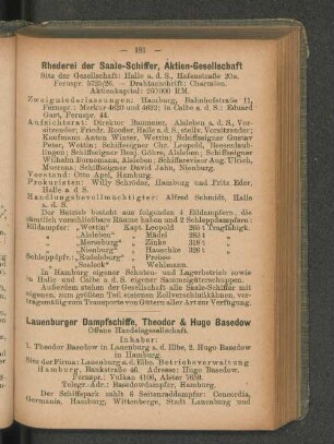 Rhederei der Saale-Schiffer, Aktien-Gesellschaft