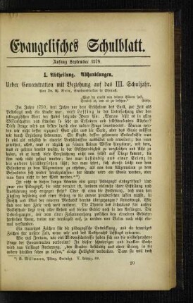 Ueber Concentration mit Beziehung auf das III. Schuljahr