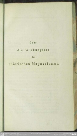 Über die Wirkungsart des thierischen Magnetismus
