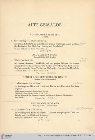 Alte Gemälde (Nr. 1-51)