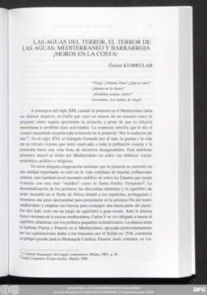 Las Aguas Del Terror, El Terror De Las Aguas: Mediterraneo Y Barbarroja ¡Moros En La Costa! Özlem Kumrular
