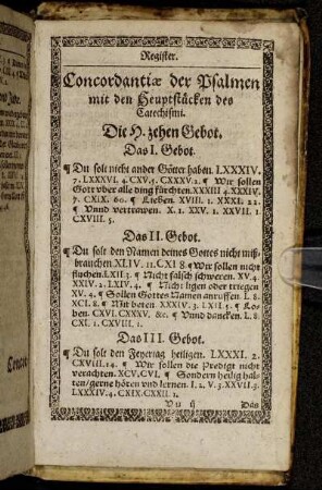 Concordantiæ der Psalmen mit den Heuptstücken des Catechismi.