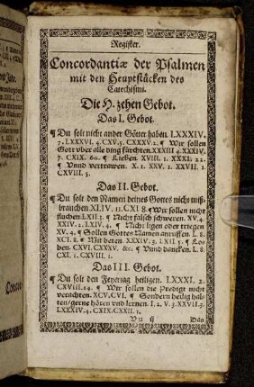 Concordantiæ der Psalmen mit den Heuptstücken des Catechismi.