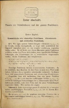 Substitutionentheorie und ihre Anwendungen auf die Algebra