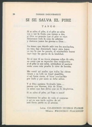 Si se salva el pibe : Tango