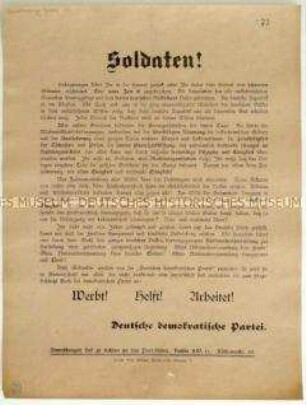 Aufruf an Kriegsheimkehrer zum Eintritt in die Deutsche Demokratische Partei