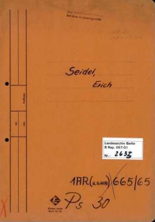 Personenheft Erich Seidel (*04.01.1912), SS-Untersturmführer