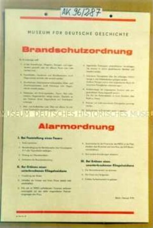 Tafel: Brandschutzordnung / Alarmordnung