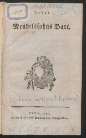 Ueber Mendelssohns Bart