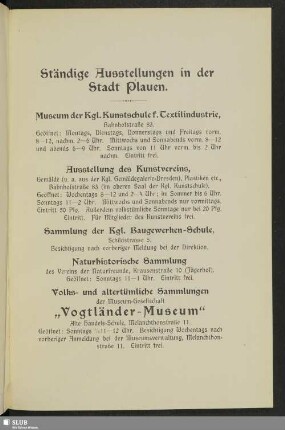 Ständige Ausstellungen in der Stadt Plauen
