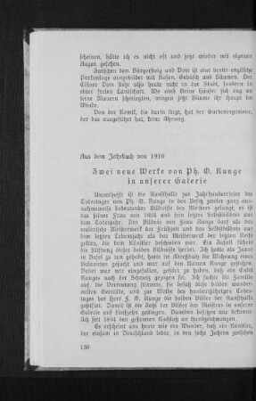 Zwei neue Werke von Ph. O. Runge in unserer Galerie