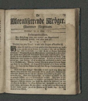 Nummer Regentain. Mahndags den 10. May 1751