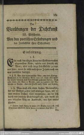 III. Abschnitt. Von den poetischen Erfindungen und der Zierlichkeit ihrer Schreibart