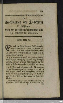 III. Abschnitt. Von den poetischen Erfindungen und der Zierlichkeit ihrer Schreibart