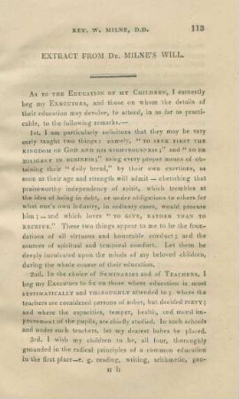 Extract from Dr. Milne's will